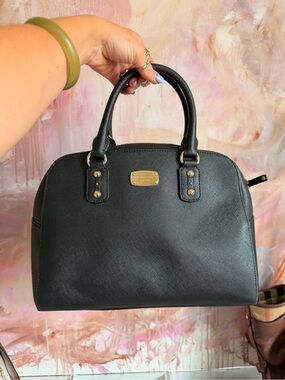 Michael Kors Black Saffiano Leather Dome Satchel